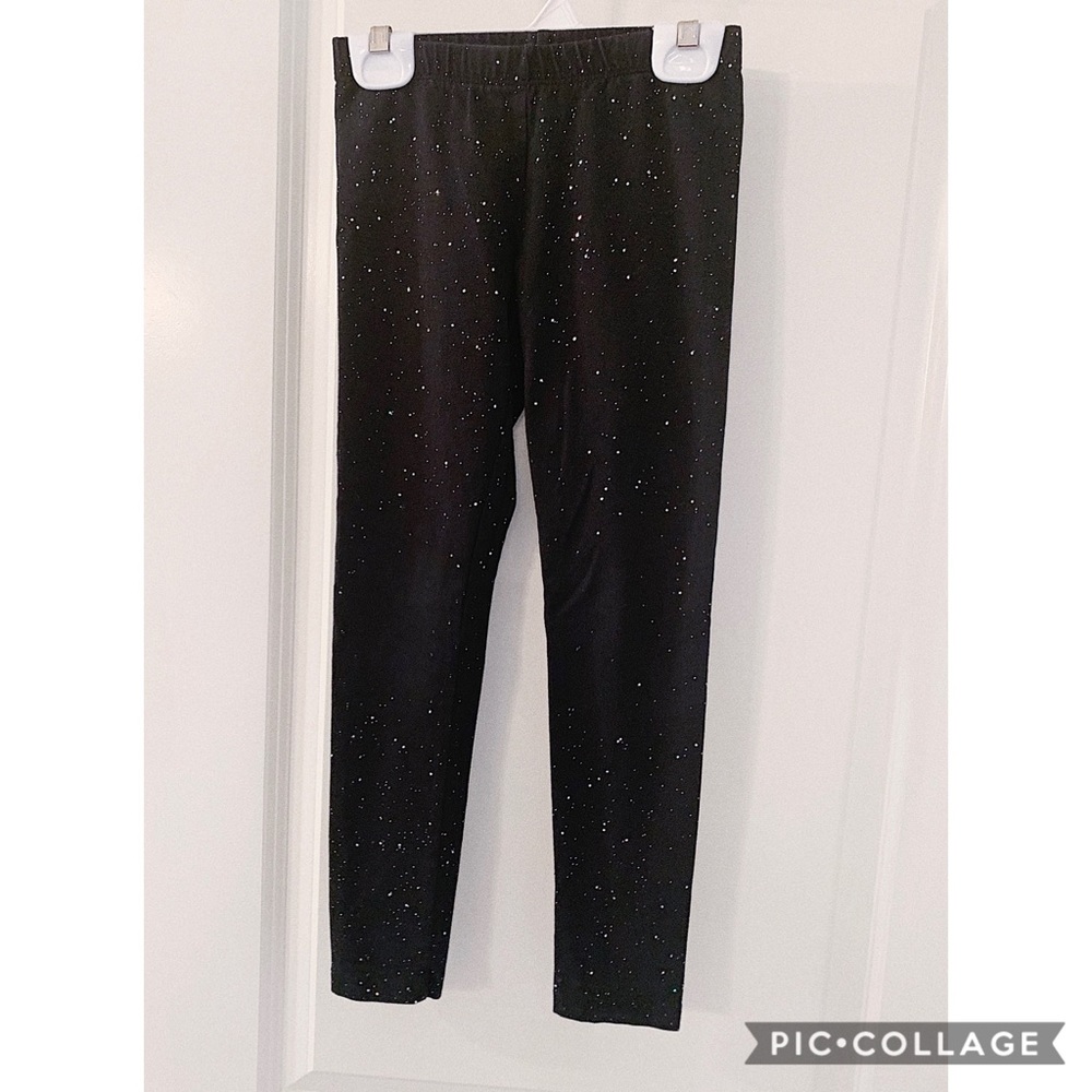 *GLITTERY* Girls Black Sparkle Leggings Like New